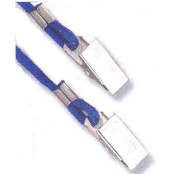 Round Woven Nylon 36" Lanyard w-2 plated Bulldog Clips - 100 pack